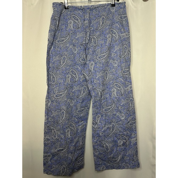 Lauren Ralph Lauren Women's Small Paisley Long Sleeve Button Blue Pajamas Set - Picture 5 of 6